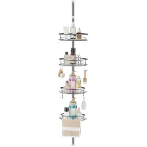 Duschablage Ecke Metall Eckregal Bad Badregal Höhenverstellbar mit 4 Körben für Badezimmer Rostfrei 85-325CM Grau