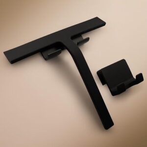 Duschabzieher aus Silikon, schwarz, moderner Design für Badezimmer mit 3M-Klebepad und selbstklebender Halterung, ohne Bohren