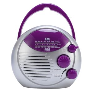 Wasserdichtes, tragbares Duschradio mit AM/FM-Funktion und batteriebetriebener Batterie für Badezimmer, Whirlpool, Küche und Outdoor-Anwendung.