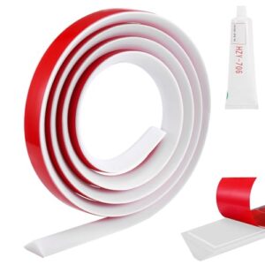 Schwellschutzleiste für Dusche, Selbstklebend, 200cm Superkleber Wasserstopper Dusche mit Silikon-Dichtstoff, Flexibel Silikon Dusche Schwallschutzleiste für Bad Küche, Weiß