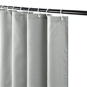 Wasserdichter und waschbarer Duschvorhang aus Polyester-Stoff, antischimmlend für Badezimmer und Badewanne mit Netzmuster in Grau 180x180 cm und 12 Duschvorhangringen