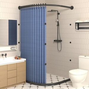 Gebogenes Duschvorhang-Set mit magnetischem Saugnapf und wasserdichtem Design für kleine Badezimmer