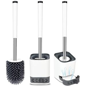Toilettenbürste für Badezimmer, Silikon-Klobürste mit Behälter für schnell trocknende WC-Bürste für Gäste-WC, Wandmontage & Stein