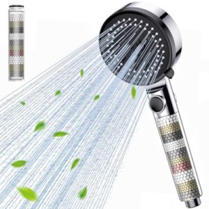 Hochwertiger Duschkopf mit Filter, 5 Strahlarten und One-Touch Wasserstopp-Taste