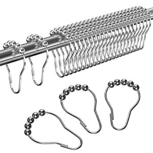 Duschvorhanghaken 24er Pack, silberne Edelstahl Rostfrei Haken mit Gleitsystem für Duschvorhangstange Kleiderstange