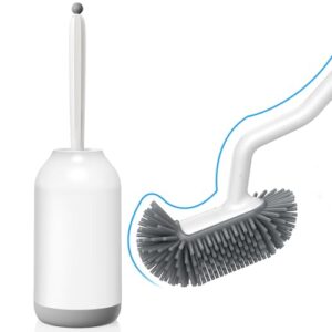 Flexible Toilettenbürste mit Halter für das Badezimmer - Schnell trocknender Klobürstenhalter für eine einfache Reinigung des Toilettensitzes
