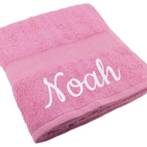 Ein rosa handgeschöpftes Handtuch mit dem Namen 'Noah' oder einem anderen Wunschtext.