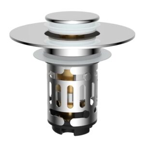 Hibbent Verbesserter 3-in-1 Waschbeckenstöpsel, Pop-Up Abflusssieb Stöpsel mit abnehmbarem Edelstahl-Filterkorb Haarfänger, Abflussstopfen für 25-46mm Beckenloch, Messing-Bullet-Kern, Chrom