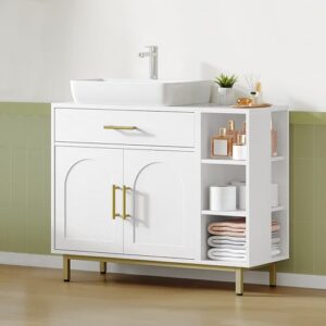 Badezimmerschrank mit offener Konstruktion und 3 Ebenen, verstellbare Ablage, weißer Farbe, 30 x 80 x 64cm