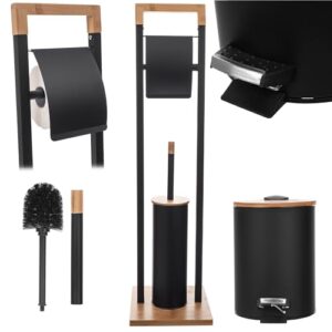 Toilettenpapierhalter mit integrierter WC-Bürste und Kosmetikeimer für das Badezimmer, modernes Design, spart Platz