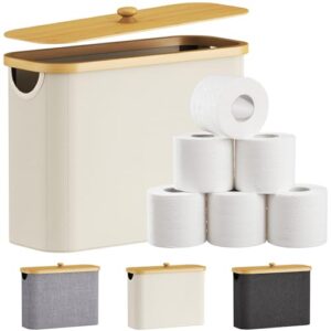Toilettenpapier Aufbewahrungskorb, Bambus Badezimmer Organizer mit Deckel und 23 Liter Fassungsvermögen für eine saubere und organisierte Badezimmereinrichtung.