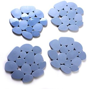 Duschmatte Badematte Badewanneneinlage Anti Rutsch Pads Kieselstein 4 Stück antibakteriell rutschfest mit Saugnäpfen Grau ca. 13 x 11 cm für Sicherheit im Badezimmer