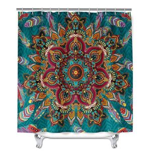 Wasserdichter Mandala Duschvorhang aus Polyester für Badezimmer, 12 Duschvorhangringe, Badewanne Vorhang mit modernen Grafiken und digitaler Drucktechnologie.