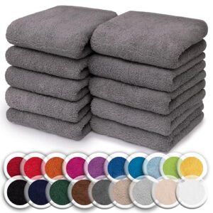 10er Pack Frottier Waschlappen aus 100% Baumwolle, Größe 30 x 30 cm, Anthrazit grau