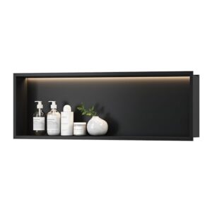 Elegante Wandnische Dusche aus Edelstahl 304 mit LED-Licht und Einzelregal für das Badezimmer, korrosions- und wasserdurchlässig