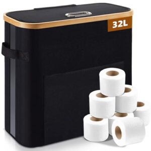 Toilettenpapieraufbewahrungskorb mit Deckel, 32L Badezimmer Organizer für WC und Badezimmer
