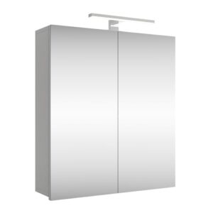 Spiegelschrank fürs Bad mit Beleuchtung, Chrom LED, weiß-grau