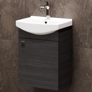 Waschtisch mit Unterschrank und Chromarmatur für Badezimmer, Gäste WC & Bad - Anthrazit