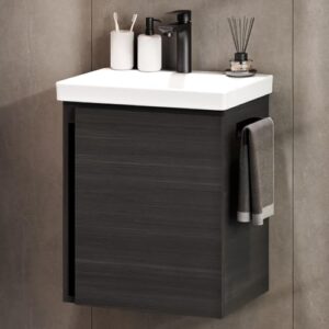 Moderner Waschtisch mit Soft-Close-Funktion, kompaktes Design für kleine Bäder, robuster Aufbau und pflegeleiche Oberfläche, praktischer Stauraum für Badutensilien