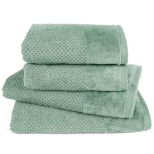 Luxuriöses Handtuch-Set aus 100% Baumwolle, saugstark und weich, mit Aufhängeschlaufen, Oeko-TEX zertifiziert, für ein luxuriöses Bad, Grün