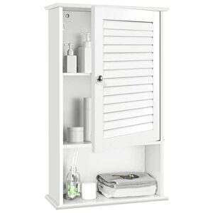 Hängeschrank mit Tür und 3 Ebenen, weiß, 42 x 17 x 70 cm, für Badezimmer & Flur & Eingang