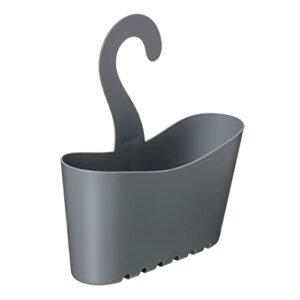 Duschkorb mit Haken, Polypropylen, Multifunktionskorb für die Dusche, grau, 25 x 9 x 28 cm