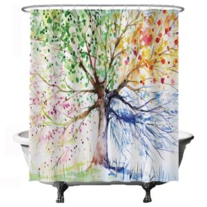 Baum des Lebens Duschvorhang 4 Jahreszeiten Aquarell, wasserabweisend und waschbar