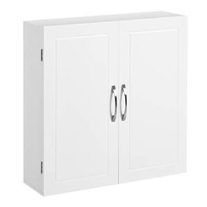 VASAGLE Badezimmerschrank, wandmontiert, 18 x 60 x 60 cm, Badschrank mit verstellbaren Ablagen, wolkenweiß BBC320W01 - moderner und praktischer Badschrank für das Bad