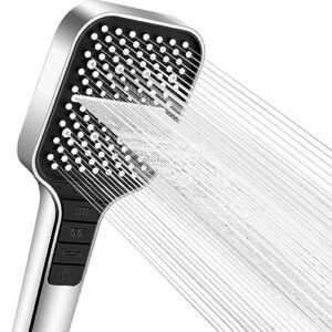 VEHHE Duschkopf Wassersparend mit 7 Strahlarten, Regendusche mit Stopptaste, Einhand-Einstellung und Anti-Stau-Silikondüse in Silberfarbe. Perfekter Ersatz für alte Duschkopfsysteme.