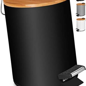 Eleganter Kosmetik- oder Tretmülleimer mit Absenkautomatik und Innenbehälter fürs Bad in edlem schwarzem Design, 3 Liter Fassungsvermögen
