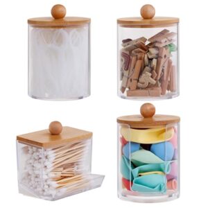 Praktischer Organizer für Wattestäbchen, Make-up-Proben und Zahnseide in Bambusdesign