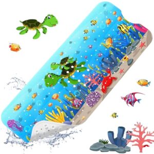 Badewannenmatte rutschfest für Kinder, 100% BPA frei, Extra Komfortabel Antirutschmatte Badewanne Antibakteriell, 100x40cm Baby Duschmatte mit Saugnäpfen & Maschinenwaschbar