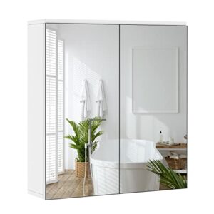 Badezimmerschrank mit Spiegeln, Yaheetech, 2-stufiger Badschrank, höhenverstellbar, Ablage