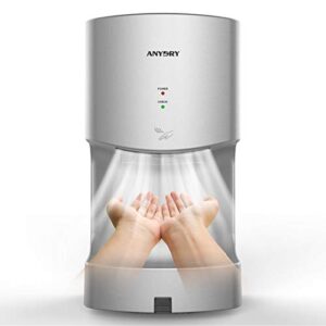 anydry 2630TS Automatischer Händetrockner mit Ablaufwanne und ABS Gehäuse für Wandmontage, 1400-1650W, Silber