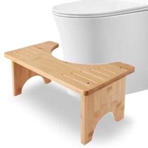 Ergonomischer Toilettenhocker aus Bambus für das Badezimmer mit Anti-Rutsch-Rillen und praktischem Design