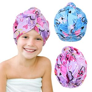 Mikrofaser-Handtuch für lange Haare, 2 Stück Turban Handtuch mit Knopf für schnelle Trocknung und Haarschutz