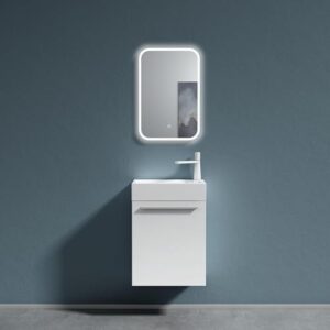 Badezimmer-Set mit Waschbecken und Unterschrank in matt weiß, Pisa-Design, für Gäste-WC oder kleine Badezimmer geeignet