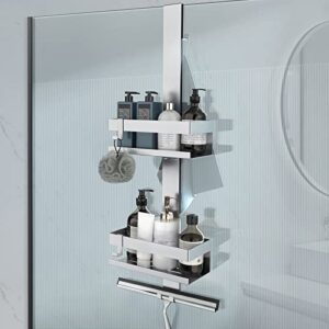 Duschablage aus Edelstahl SUS304 ohne Bohrwerkzeug für Rahmenlose Glastür, Shampoo Duschgel Halterung für Dusche, Silberfarbe