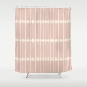 Duschvorhang 230x200 cm Rosa Weiß Streifen, modernes Textil, anti-schimmel, wasserdicht, waschbar, Badvorhang für Badezimmer und Badewannen