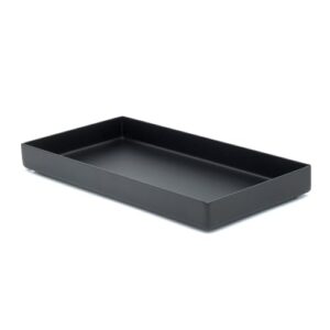 Edelstahl Deko Tablett schwarz für Küche und Bad, rechteckige Ablage, matte Oberfläche, langlebiger Organizer für Badezimmer und Küche