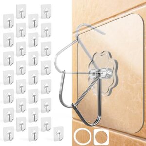 Menz Haken selbstklebend, 30 Stück Transparent Klebehaken extra stark (10 kg), Wasserdicht und witterfest Wandhaken selbstklebend, Mehrzweck Klebe Haken für Küche, Bad, Deko