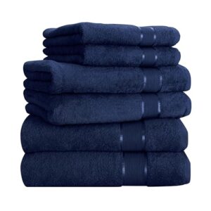 Mixibaby Handtuch 6er Set, 2x Duschtuch, 2x Handtuch, 2x Gästetuch, 100% Baumwolle Frottee, Dunkelblau