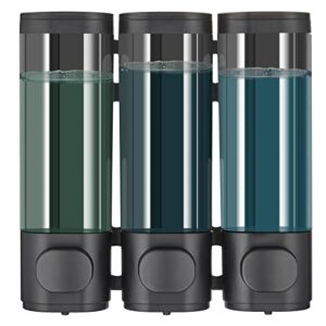 Duschspender ohne Bohren, Shampoo-Spender für die Dusche, Waschmittelspender für die Wandmontage im Bad, schwarzer Spender mit 3 Kammern und hoher Kapazität von 300 ML/12.85 US pro Kammer
