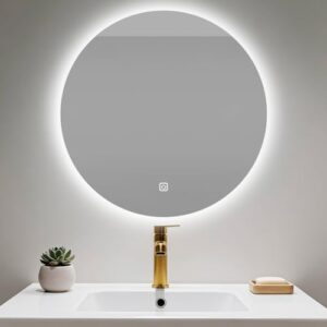 Badezimmerspiegel mit Beleuchtung, LED-Licht, Touch-Schalter und 3 Farben Dimmbar für ein angenehmes Badezimmer-Erlebnis