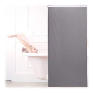 Durchsichtiger Sichtschutz für Dusche und Badewanne, graues Seilzugrollo mit wasserabweisender Oberfläche