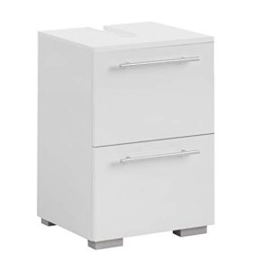Einfaches und stylishes Waschbeckenunterschränk für dein Badezimmer, hochwertiges Produkt mit Klappe oben und Schublade unten, ideal für die Organisation deiner Dinge in einem weißen Holzwerkstoff-Design.