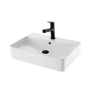 Schwänlein Waschbecken für Gäste-WC, quadratischer Aufsatz- oder Handwaschbecken aus Keramik mit weißer Oberfläche und Designform