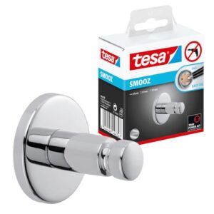 Tesas SMOOZ Klebehaken, verchromter Haken für Badwand ohne Bohren, 37 mm x 37 mm x 37 mm