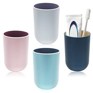 TIE-DailyNec 4PCS Waschen Zahnputzbecher, Mundwasser Tasse, Tragbarer Plastikbecher für das Badezimmer und Reisen