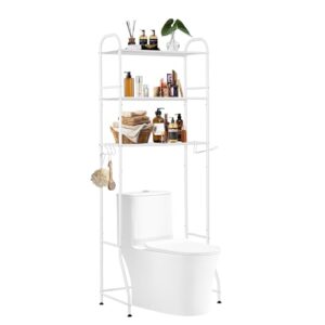 Tiemlet Toilettenregal aus Edelstahl, 3-stufig Weiß Bohrfrei Montage, rutschfeste Füße, Platzsparend 156x61x29cm für WC - Hochwertiges Produkt aus korrosionsbeständigem Edelstahl, ideal für feuchte Räume